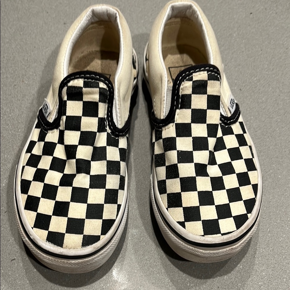 Vans Black and White Checkerboard Slip-On Sneakers